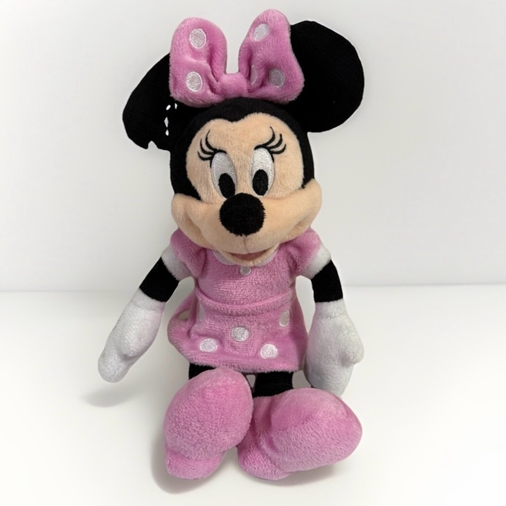 Disney Plush Minnie Mouse Pink Dress 10” Plush Toy Doll EUC Collectible